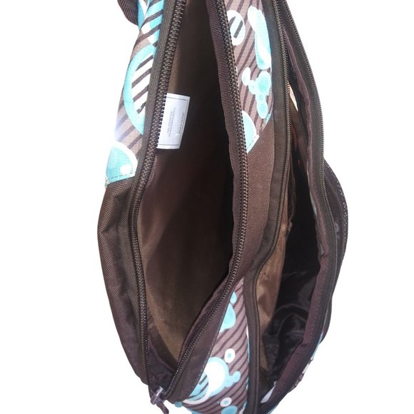 Adidas Load Spring Backpack Brown Blue Bubbles Zip Pocket Sling Backpack - Picture 7 of 11